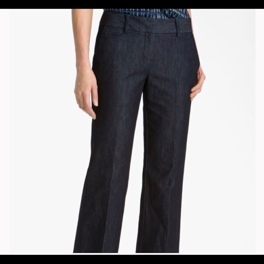 Halogen Taylor Fit Straight Leg Mid -Rise Career‎ Dressy Jean Pants Blue 2